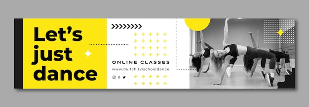 Free vector flat design dance school twitch banner template