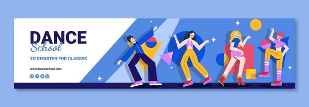 Flat design dance school twitch banner