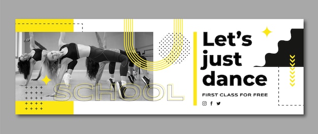 Free vector flat design dance school twitter header template