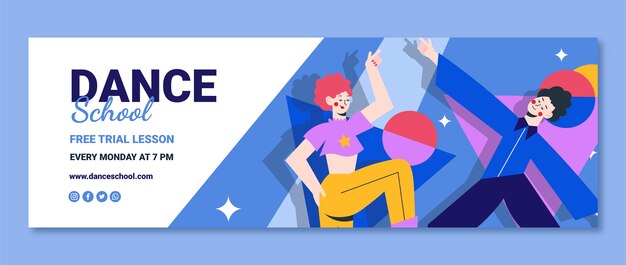 Flat design dance school twitter header