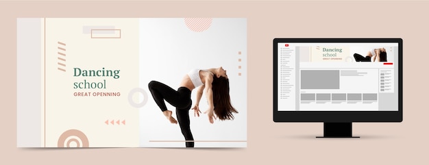 Flat design dance school youtube channel art