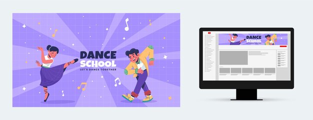 Flat design dance school youtube channel art