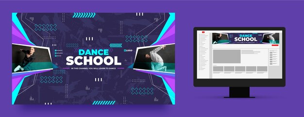 Flat design dance school youtube channel art