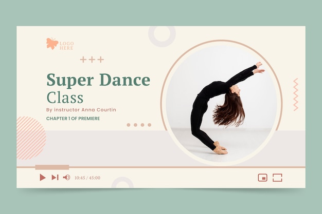 Flat design dance school youtube thumbnail