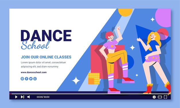 Flat design dance school youtube thumbnail