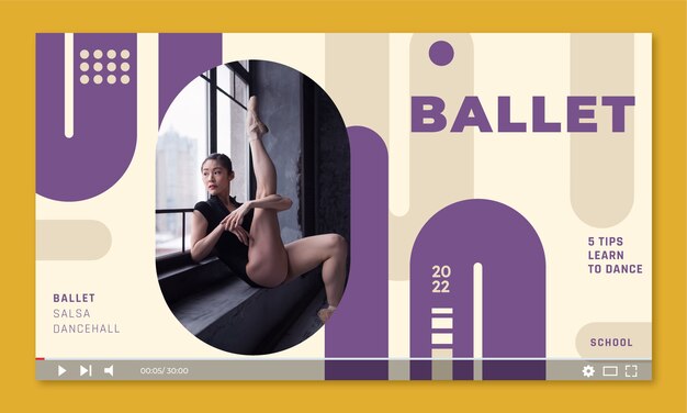 Flat design dance school youtube thumbnail