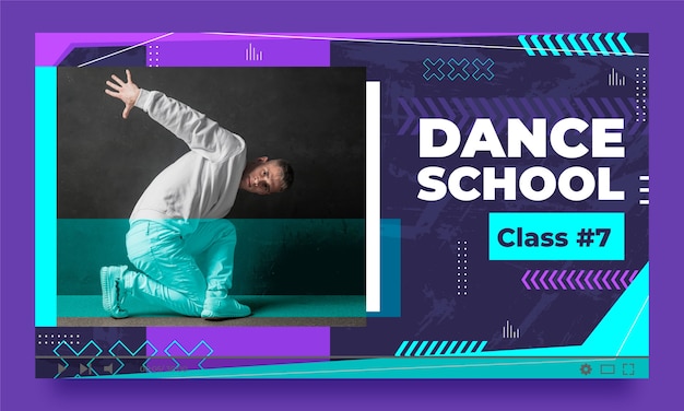 Flat design dance school youtube thumbnail