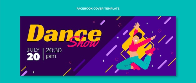 flat design dance show facebook cover