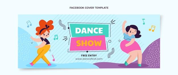 Vettore gratuito copertina facebook dello spettacolo di danza design piatto