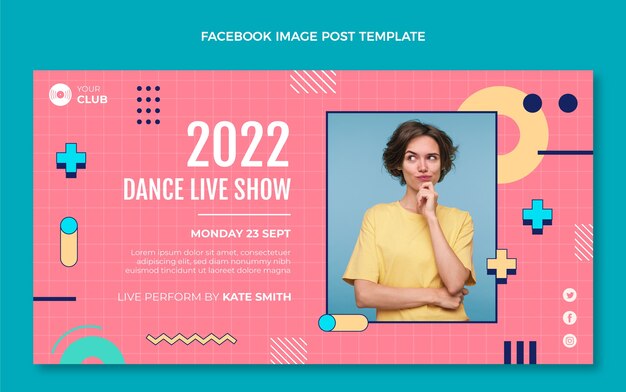 Flat design dance show facebook post