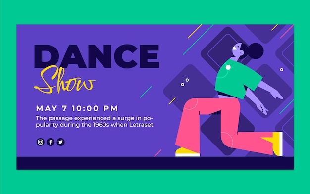Flat design dance show facebook post