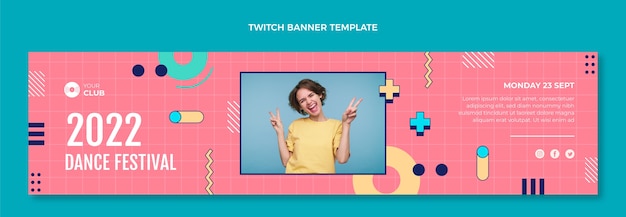 Free vector flat design dance show twitch banner