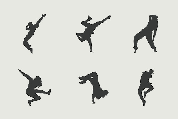 Free vector flat design dancer silhouette set