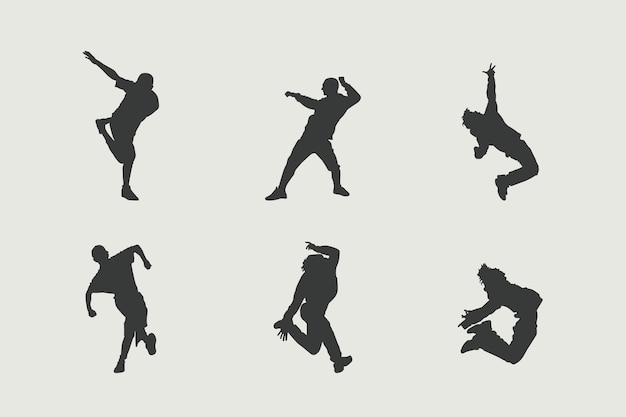 Free vector flat design dancer silhouette set