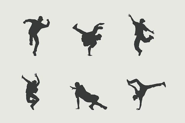 Flat design dancer silhouette set