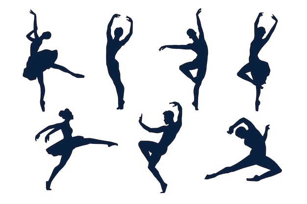 Flat design dancer silhouette set