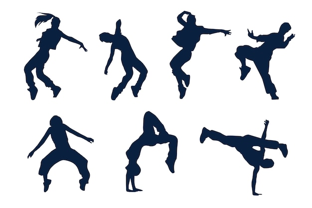 Free vector flat design dancer silhouette set