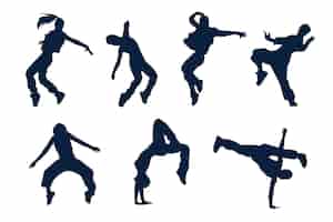 Бесплатное векторное изображение Силуэт танцора плоского дизайна