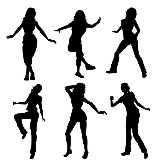 Flat design of dancer silhouette set