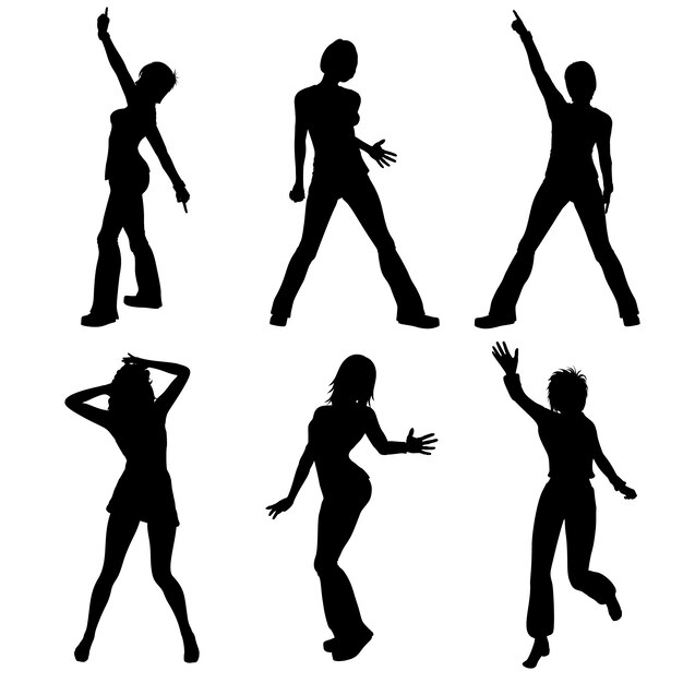 Flat design of dancer silhouette set