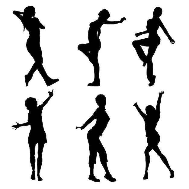 Free vector flat design of dancer silhouette set