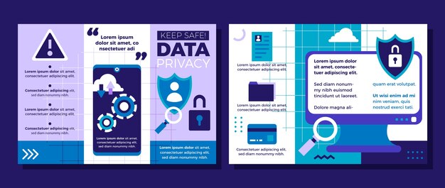 Flat design data privacy brochure template