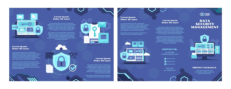 Free Vector flat design data privacy brochure