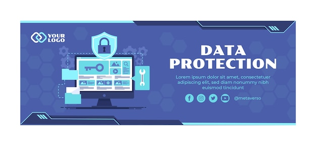 Flat design data privacy facebook cover