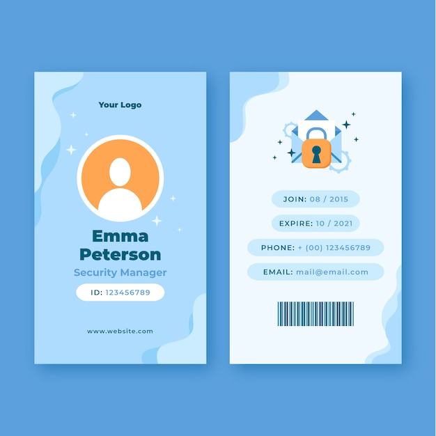 Flat design data privacy id card