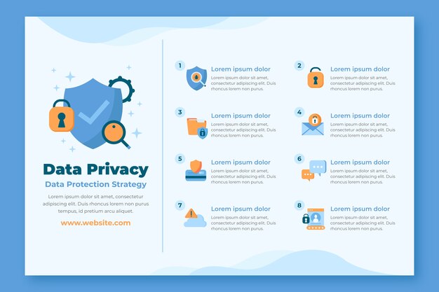 flat design data privacy infographic
