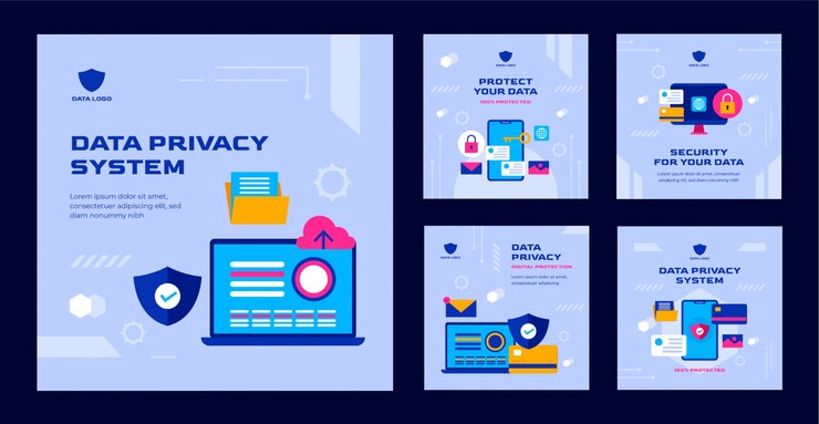 Free Vector flat design data privacy instagram post set
