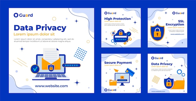 Flat design data privacy instagram post