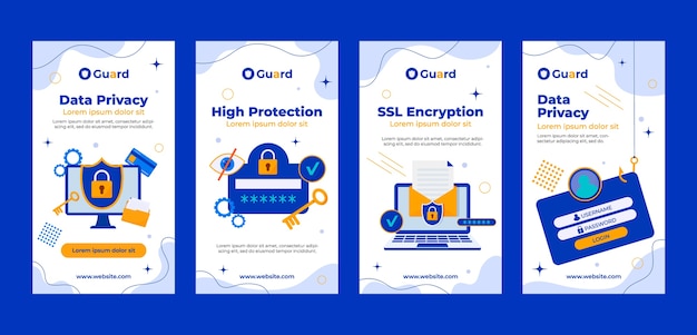 Vettore gratuito storie di instagram sulla privacy dei dati di design piatto