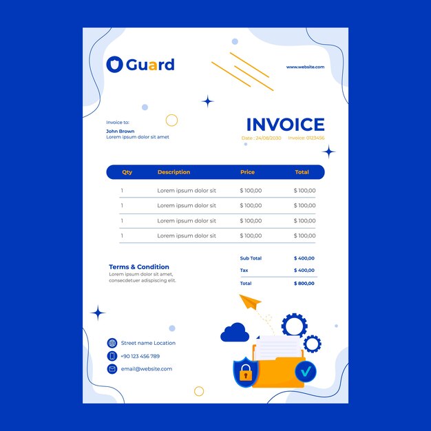 flat design data privacy invoice