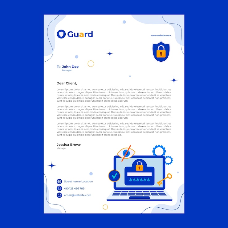 Free Vector flat design data privacy letterhead