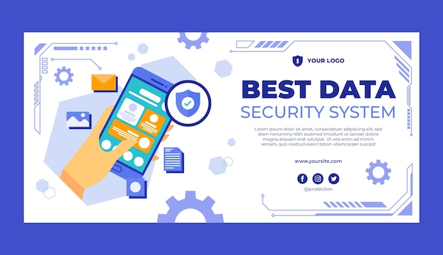 Flat design data privacy sale banner template