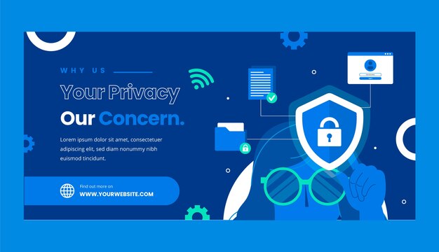 Flat design data privacy sale banner template