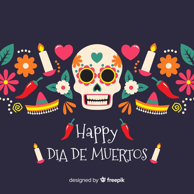 Flat design day of the dead background