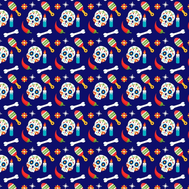 Flat design day of the dead pattern