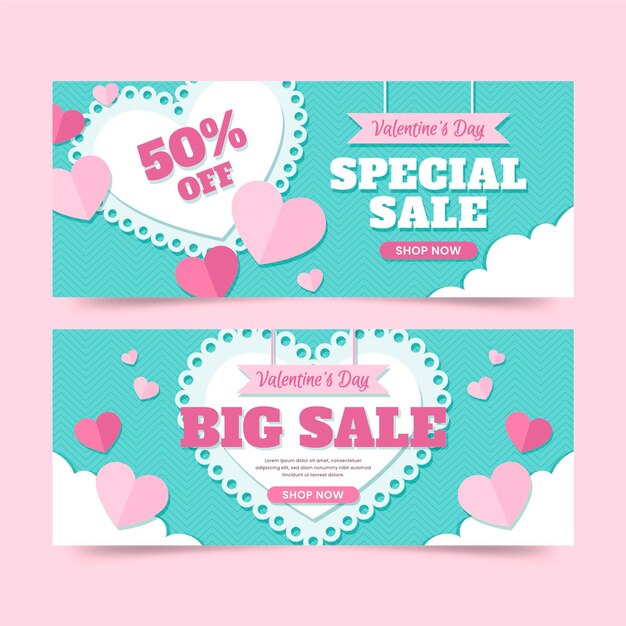 Flat design day sale banners template