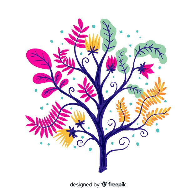 Flat design decorative floral branch