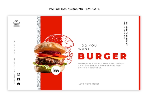 Fondo delizioso di contrazione dell'hamburger di design piatto