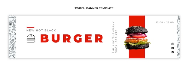 Flat design delicious burger twitch banner