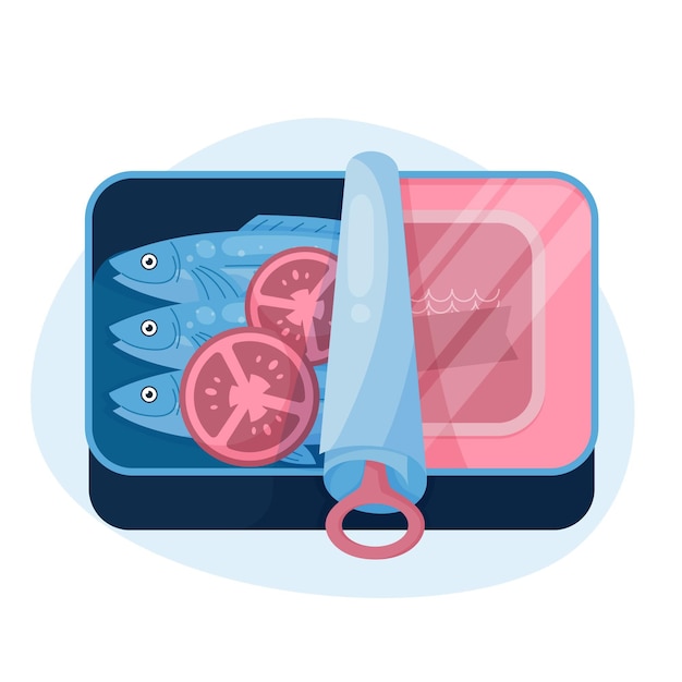 Flat design delicious canned sardine illustration