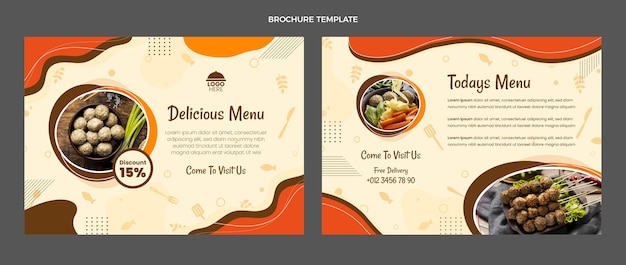 Брошюра меню вкусной еды в плоском дизайне