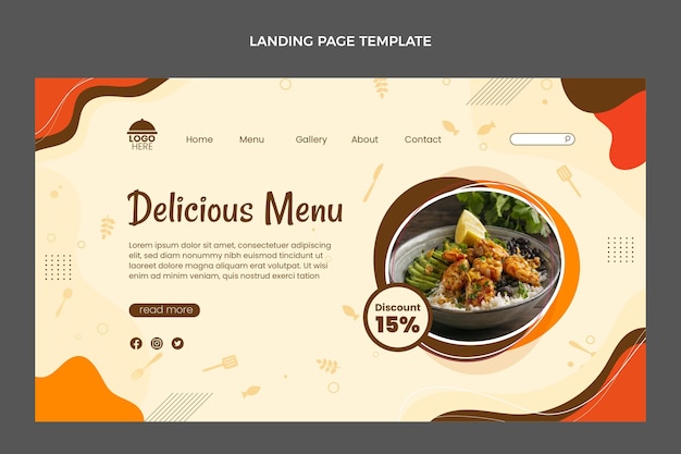 Flat design delicious food menu landing page