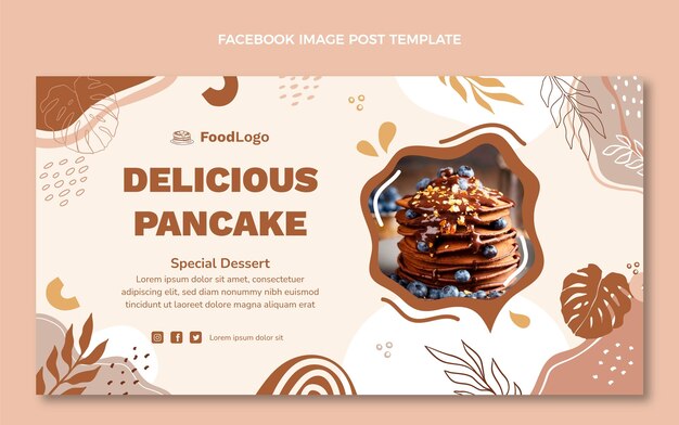 Flat design delicious pancake facebook template