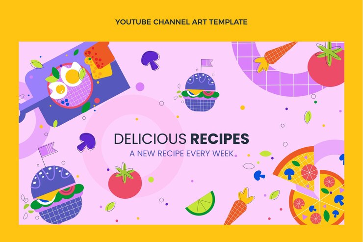Free Vector flat design delicious recipes youtube channel