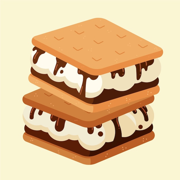 무료 벡터 평면 디자인 맛있는 s'more 그림