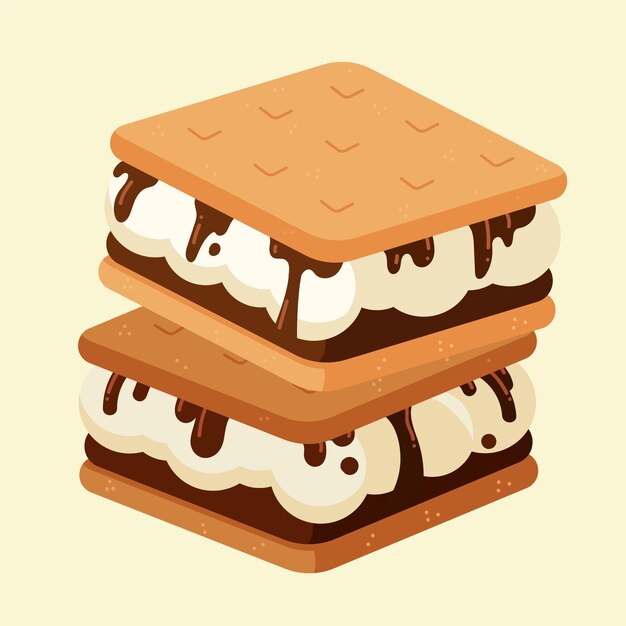 평면 디자인 맛있는 s'more 그림